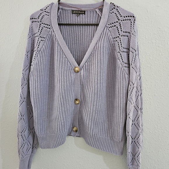 love ellie Sweaters - Love Ellie Women's McKenzie Cable Knit Carnigan Sweater Size M Periwinkle
